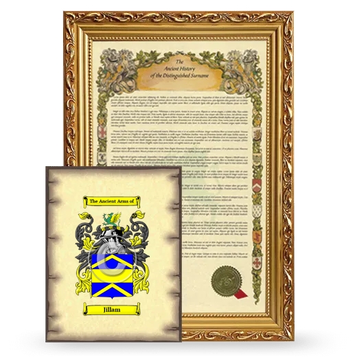 Jillam Framed History and Coat of Arms Print - Gold