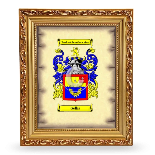 Gellis Coat of Arms Framed - Gold