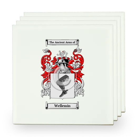 Wellemin Set of Four Small Tiles with Coat of Arms
