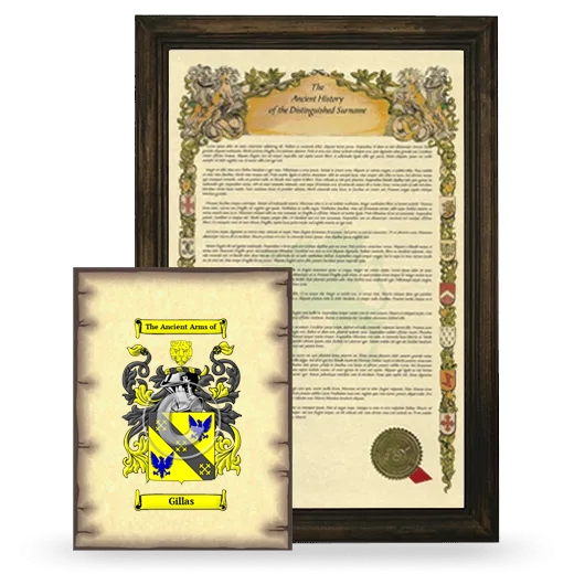 Gillas Framed History and Coat of Arms Print - Brown