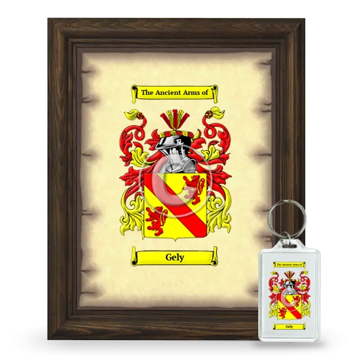 Gely Framed Coat of Arms and Keychain - Brown
