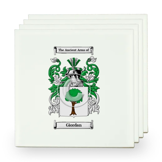 Giordan Set of Four Small Tiles with Coat of Arms