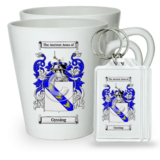 Gyssing Pair of Latte Mugs and Pair of Keychains