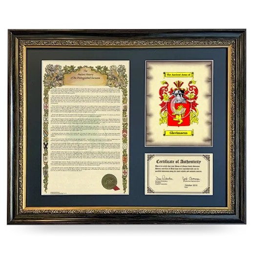 Glavimaens Framed Surname History and Coat of Arms- Heirloom