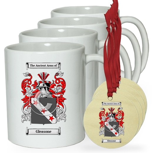 Gleasone Set of 4 Classic Mugs and Ornaments