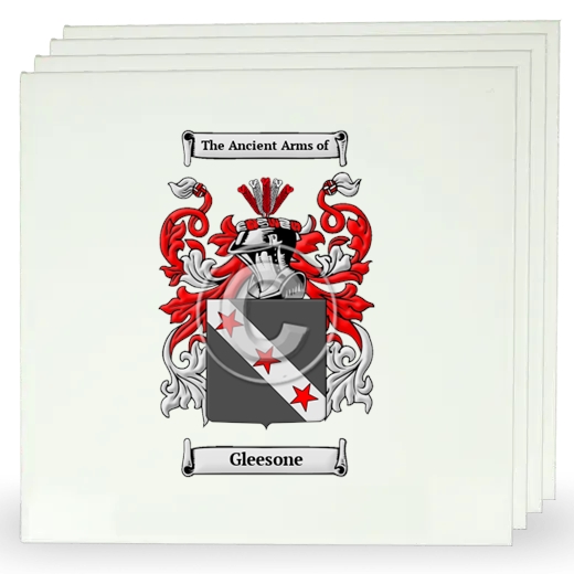 Gleesone Set of Four Large Tiles with Coat of Arms