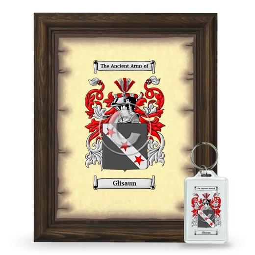 Glisaun Framed Coat of Arms and Keychain - Brown