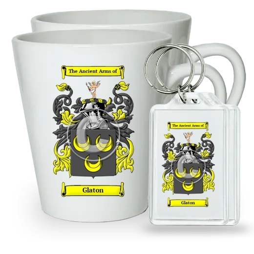 Glaton Pair of Latte Mugs and Pair of Keychains