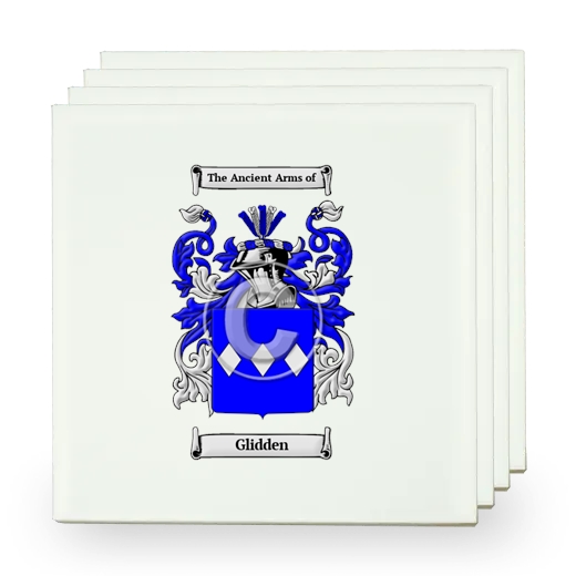 Glidden Set of Four Small Tiles with Coat of Arms