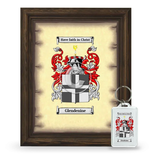 Glendenine Framed Coat of Arms and Keychain - Brown