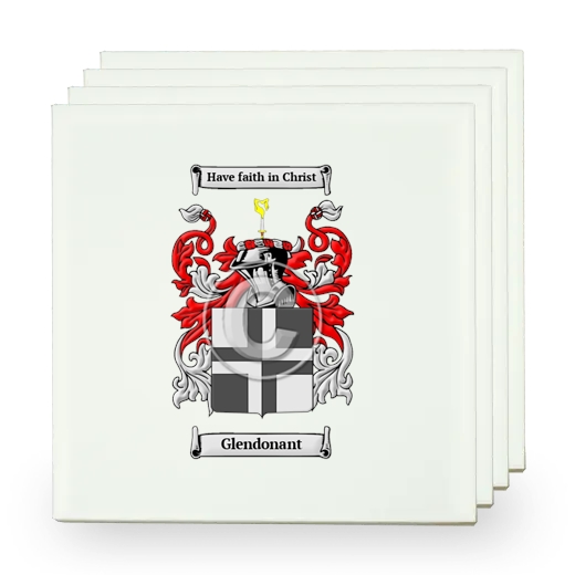 Glendonant Set of Four Small Tiles with Coat of Arms