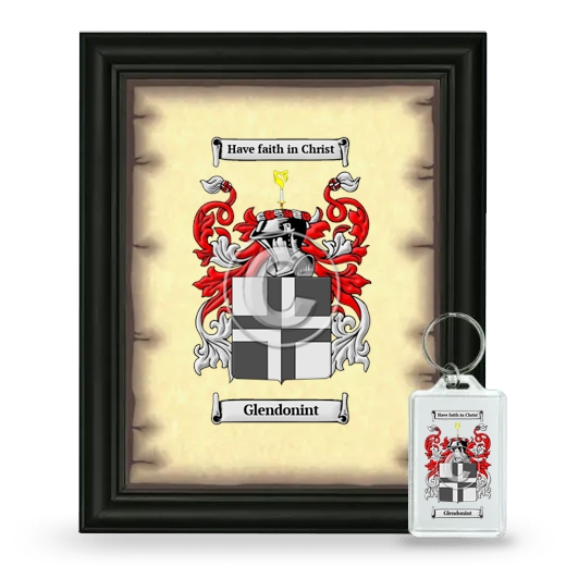 Glendonint Framed Coat of Arms and Keychain - Black