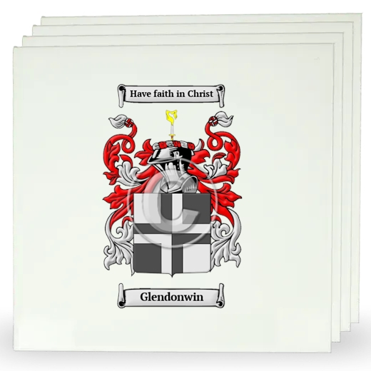 Glendonwin Set of Four Large Tiles with Coat of Arms