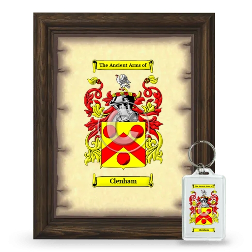 Clenham Framed Coat of Arms and Keychain - Brown