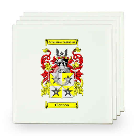 Glennon Set of Four Small Tiles with Coat of Arms