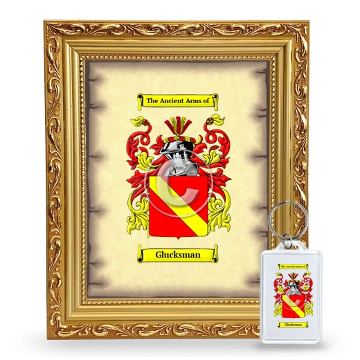 Glucksman Framed Coat of Arms and Keychain - Gold