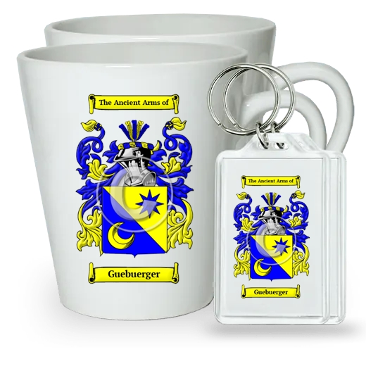 Guebuerger Pair of Latte Mugs and Pair of Keychains