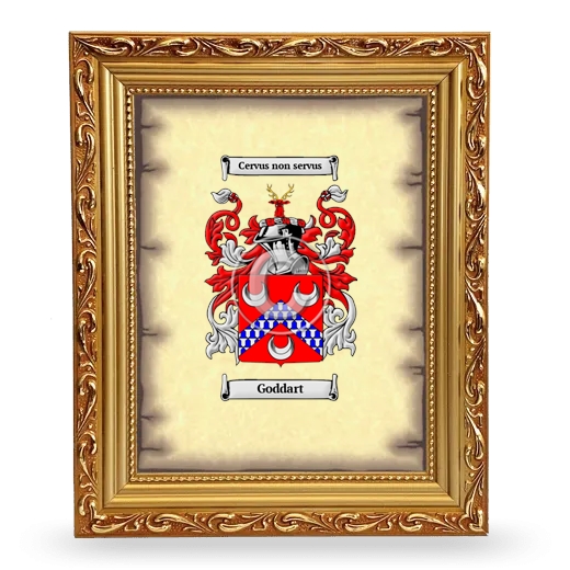 Goddart Coat of Arms Framed - Gold