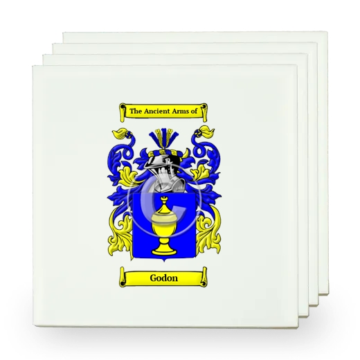 Godon Set of Four Small Tiles with Coat of Arms