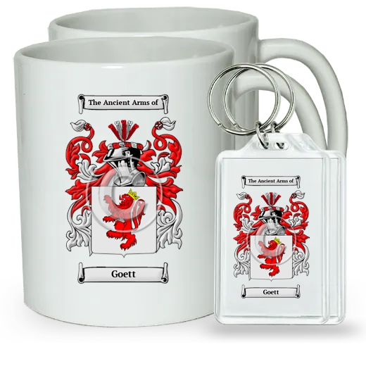 Goett Pair of Coffee Mugs and Pair of Keychains