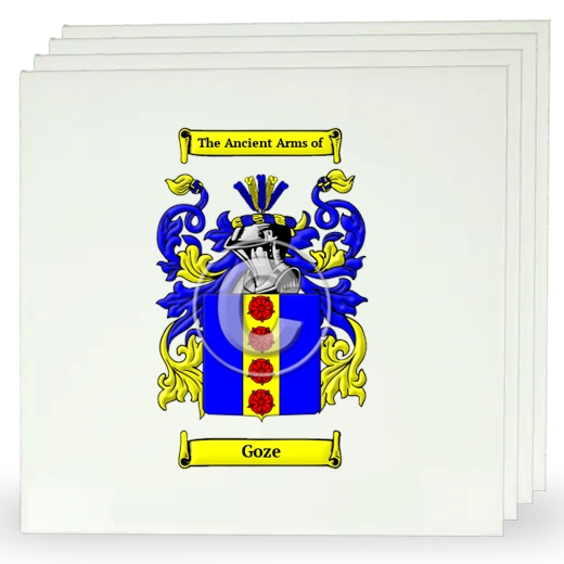 Goze Set of Four Large Tiles with Coat of Arms