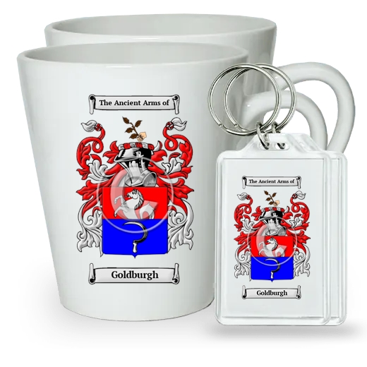 Goldburgh Pair of Latte Mugs and Pair of Keychains