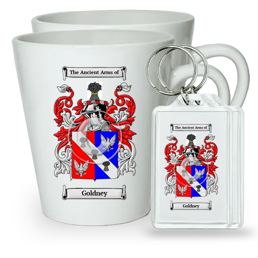 Goldney Pair of Latte Mugs and Pair of Keychains