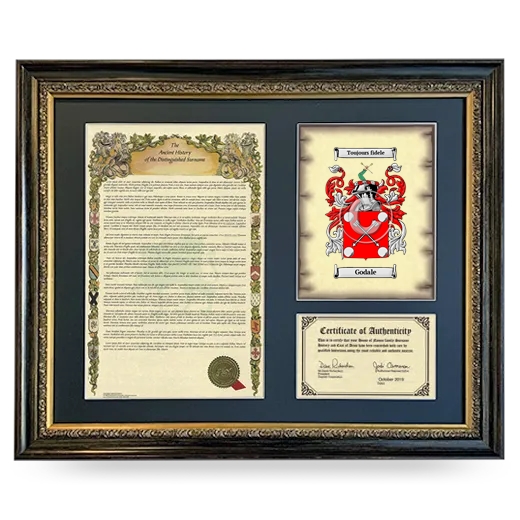 Godale Framed Surname History and Coat of Arms- Heirloom