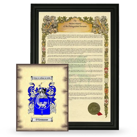 O'Gromane Framed History and Coat of Arms Print - Black