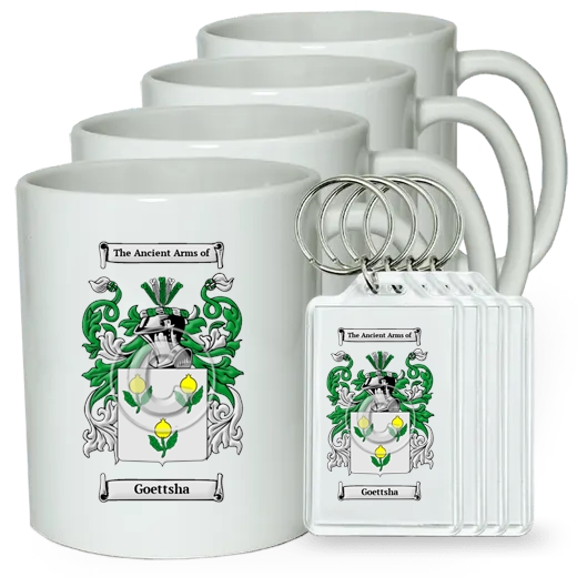 Goettsha Set of 4 Coffee Mugs and Keychains