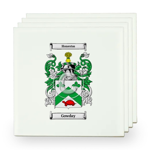 Gowday Set of Four Small Tiles with Coat of Arms