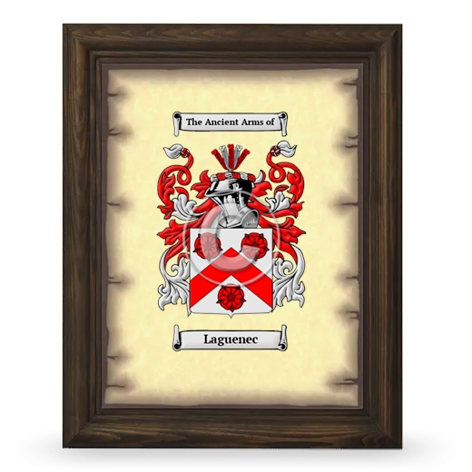 Laguenec Coat of Arms Framed - Brown