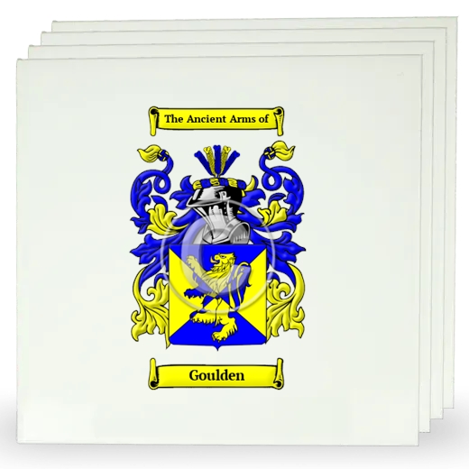 Goulden Set of Four Large Tiles with Coat of Arms