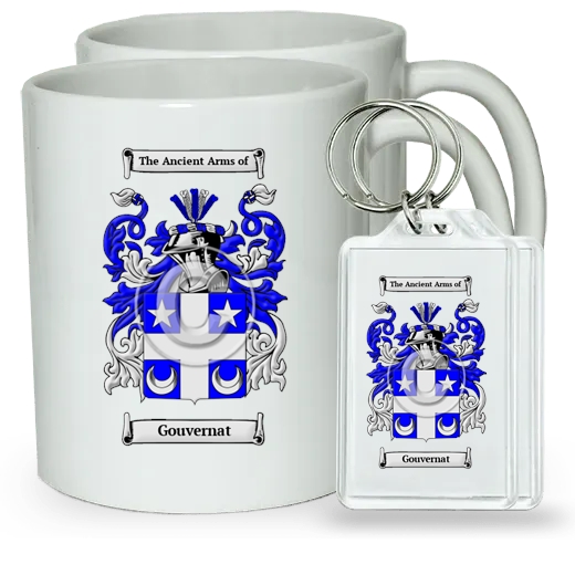 Gouvernat Pair of Coffee Mugs and Pair of Keychains