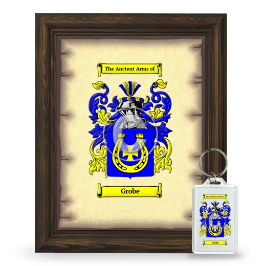 Grobe Framed Coat of Arms and Keychain - Brown