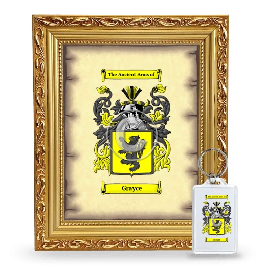 Grayce Framed Coat of Arms and Keychain - Gold