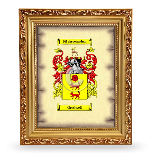 Gredwell Coat of Arms Framed - Gold