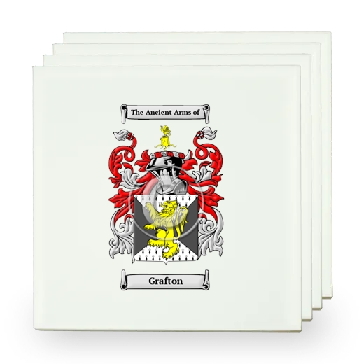 Grafton Set of Four Small Tiles with Coat of Arms