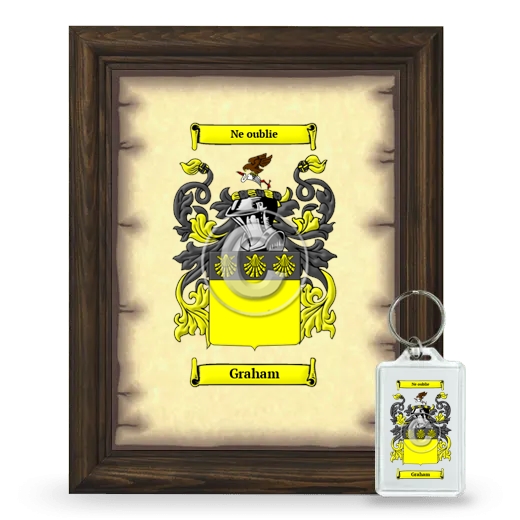 Graham Framed Coat of Arms and Keychain - Brown