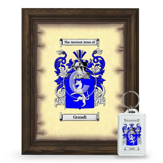 Grandi Framed Coat of Arms and Keychain - Brown