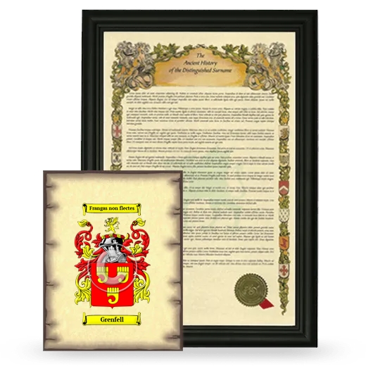 Grenfell Framed History and Coat of Arms Print - Black