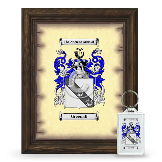 Greenall Framed Coat of Arms and Keychain - Brown