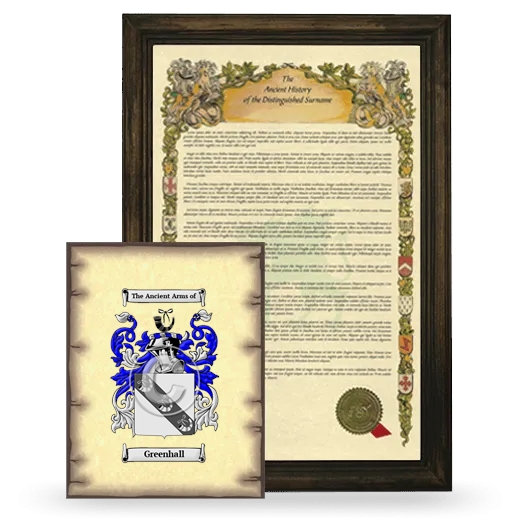 Greenhall Framed History and Coat of Arms Print - Brown