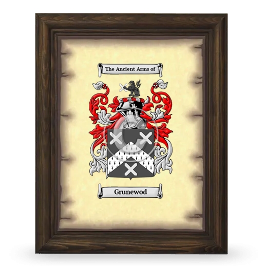 Grunewod Coat of Arms Framed - Brown