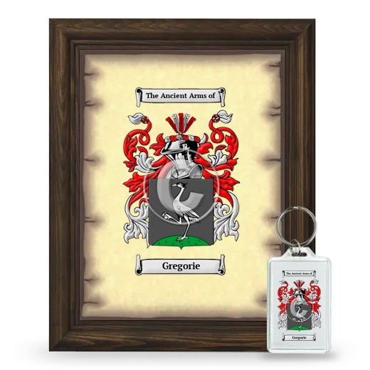 Gregorie Framed Coat of Arms and Keychain - Brown