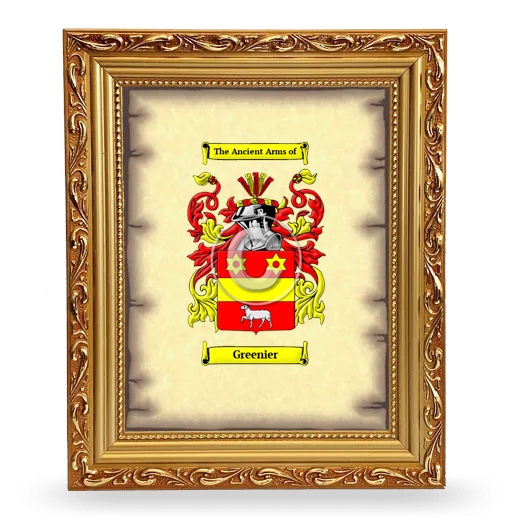 Greenier Coat of Arms Framed - Gold