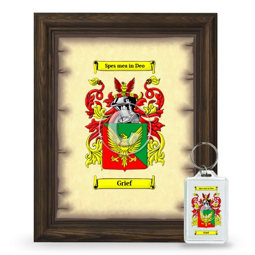 Grief Framed Coat of Arms and Keychain - Brown