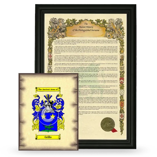Grillo Framed History and Coat of Arms Print - Black