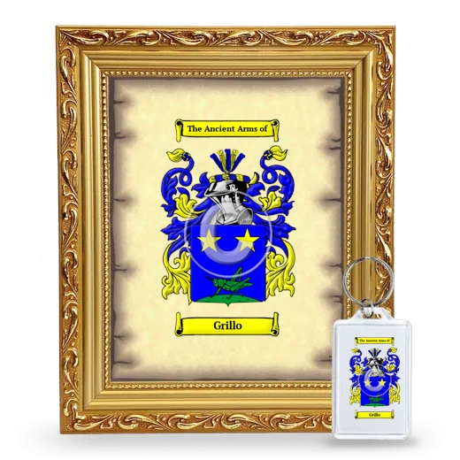 Grillo Framed Coat of Arms and Keychain - Gold