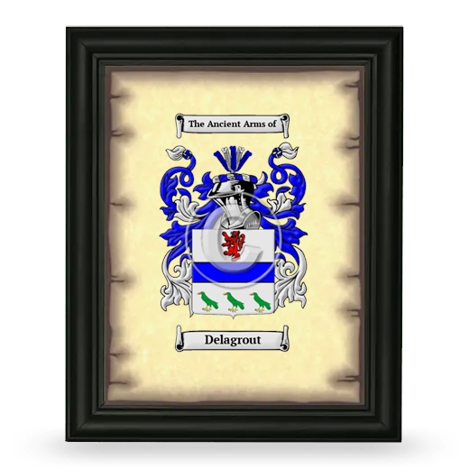 Delagrout Coat of Arms Framed - Black